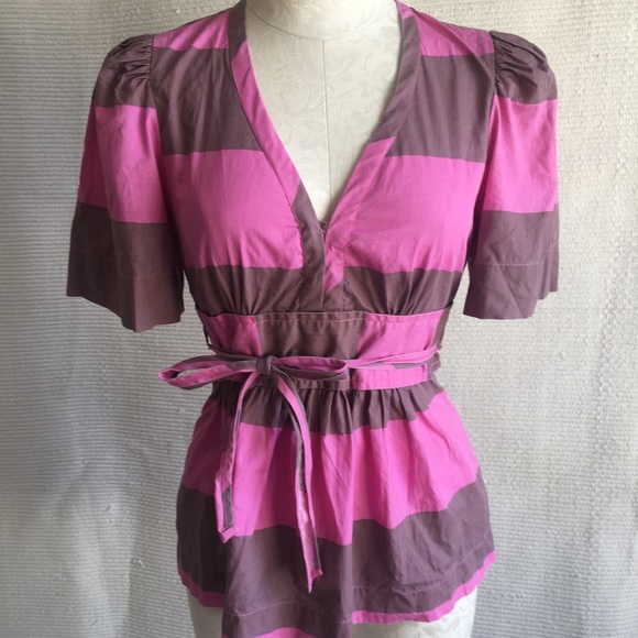 Anthropologie Tops - SOLD Anthro 4 Plenty Tracy Reese Peplum Stripe Shirt